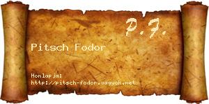 Pitsch Fodor névjegykártya